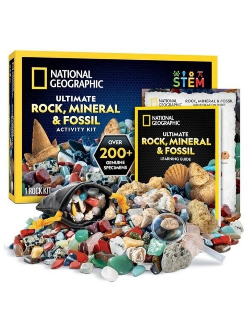 NATIONAL GEOGRAPHIC Rock Collection Box for Kids – 200 Piece Gems and Crystals